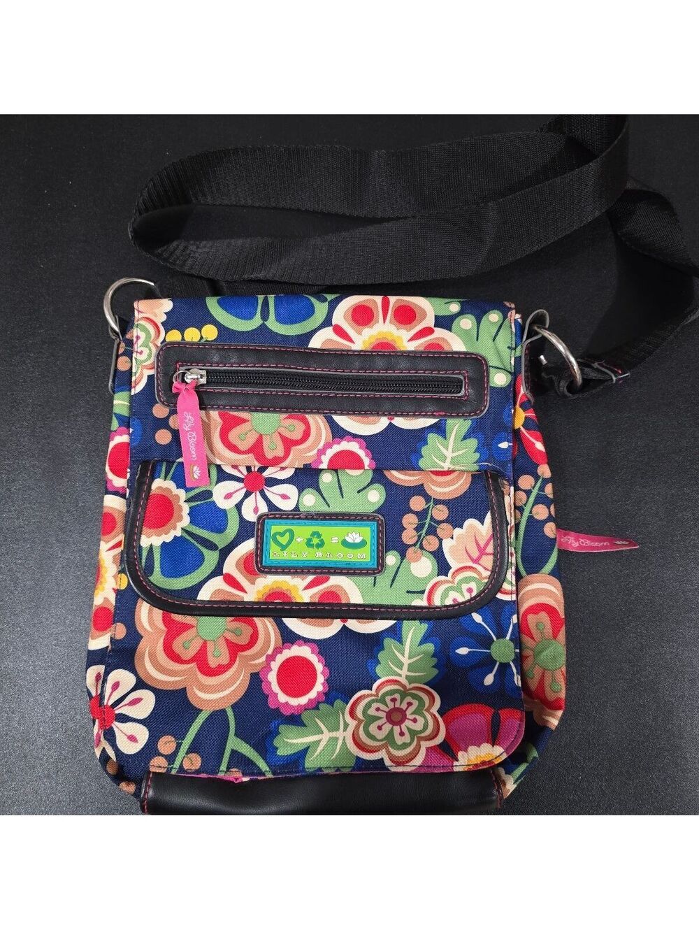Lily Bloom Bright Floral Crossbody Bag with Adjustable Strap & Multiple Pockets